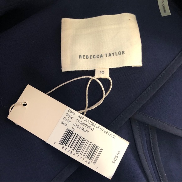 Rebecca Taylor Navy Suiting Vest Size 10 - Picture 3 of 3